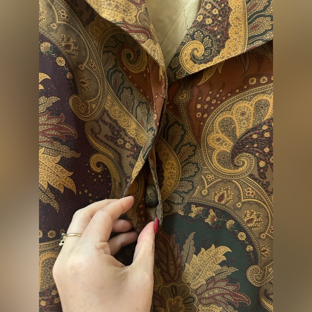 Vintage 90s Peter Nygård 100% Silk Paisley Jacket Size 4 Retro 80s 90s - Picture 5 of 7